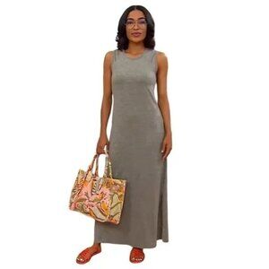 Zuda Z Cool Sleeveless Maxi Dress Womens XXS Heather Lilac Gray Side Slits NEW